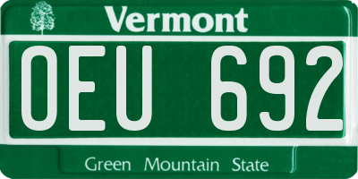 VT license plate OEU692
