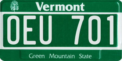VT license plate OEU701