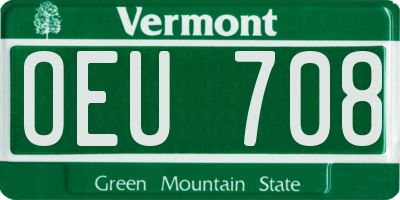 VT license plate OEU708