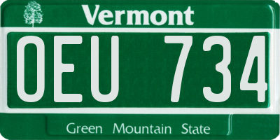 VT license plate OEU734