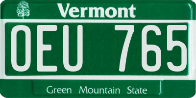 VT license plate OEU765