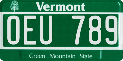 VT license plate OEU789