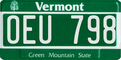 VT license plate OEU798