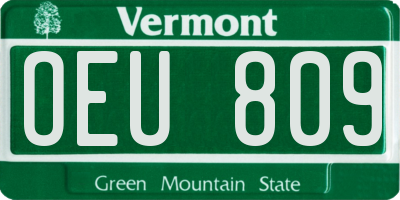 VT license plate OEU809