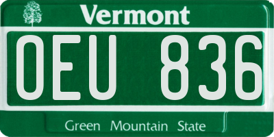VT license plate OEU836