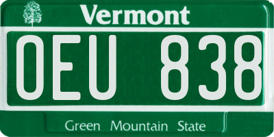 VT license plate OEU838