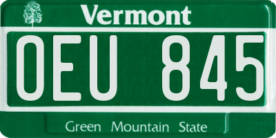VT license plate OEU845