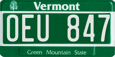 VT license plate OEU847