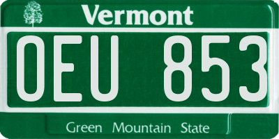 VT license plate OEU853