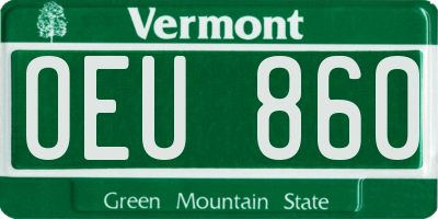 VT license plate OEU860