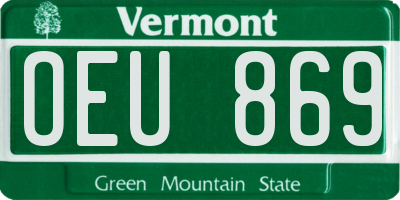 VT license plate OEU869