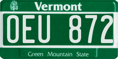 VT license plate OEU872