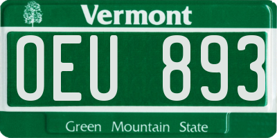 VT license plate OEU893
