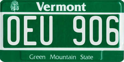 VT license plate OEU906