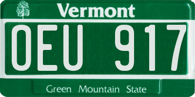 VT license plate OEU917