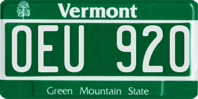 VT license plate OEU920
