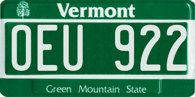 VT license plate OEU922