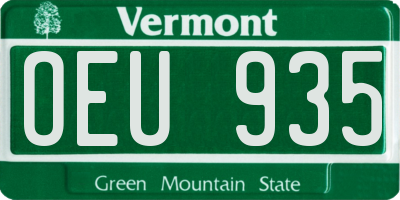 VT license plate OEU935