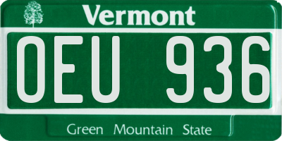 VT license plate OEU936