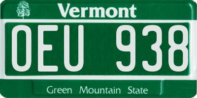 VT license plate OEU938