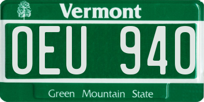 VT license plate OEU940