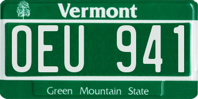 VT license plate OEU941