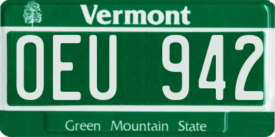 VT license plate OEU942
