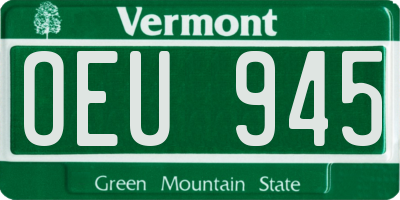 VT license plate OEU945