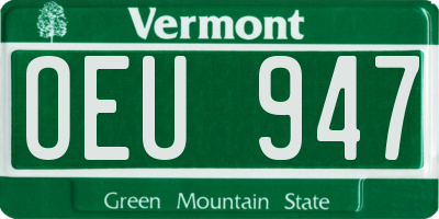 VT license plate OEU947