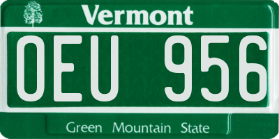 VT license plate OEU956