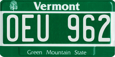 VT license plate OEU962