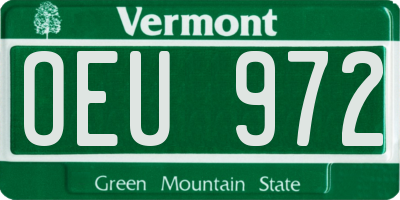 VT license plate OEU972