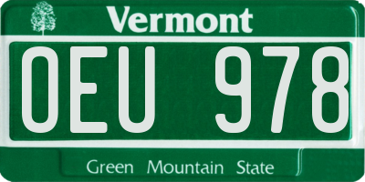 VT license plate OEU978