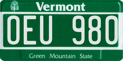 VT license plate OEU980