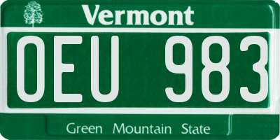 VT license plate OEU983