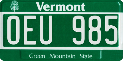 VT license plate OEU985