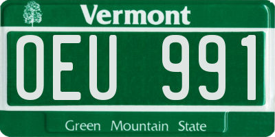 VT license plate OEU991