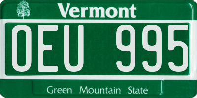 VT license plate OEU995