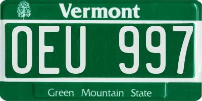 VT license plate OEU997