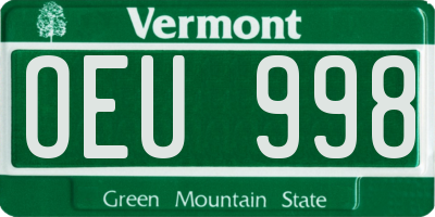 VT license plate OEU998