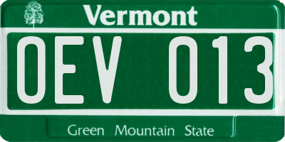 VT license plate OEV013