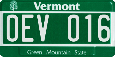 VT license plate OEV016