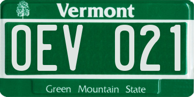 VT license plate OEV021