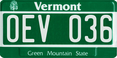 VT license plate OEV036