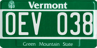 VT license plate OEV038