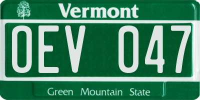 VT license plate OEV047