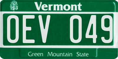 VT license plate OEV049