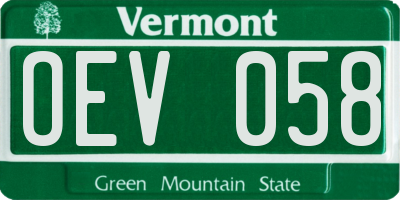 VT license plate OEV058