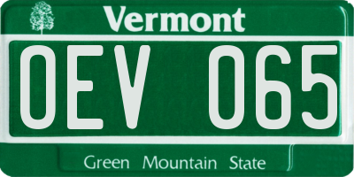 VT license plate OEV065