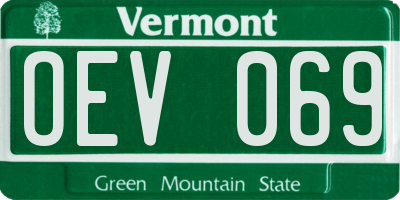 VT license plate OEV069